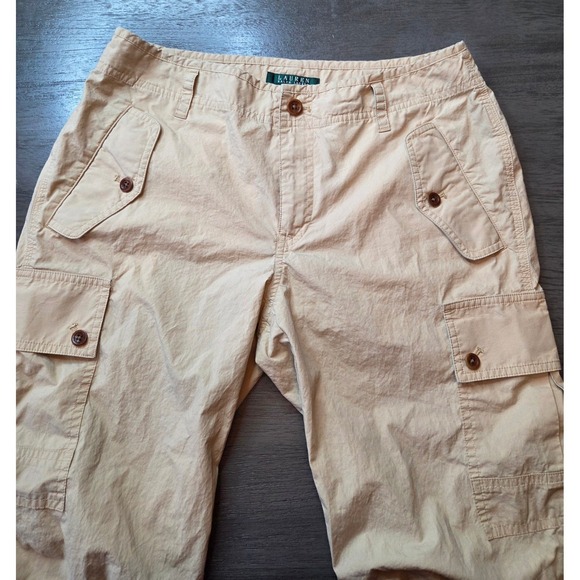 Lauren Ralph Lauren Women's Khaki Cargo Capris Size 8 Adjustable Hem - Picture 4 of 7